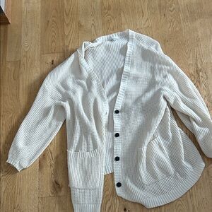 Size: L/XL American Eagle Outfitters Cream Button-Up Cardigan
